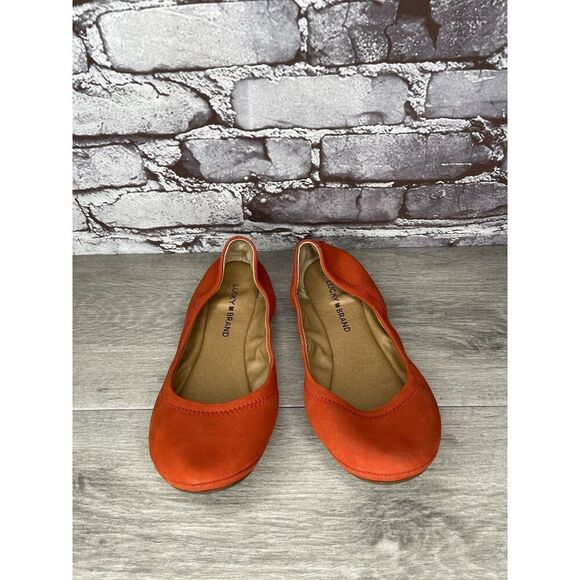 Lucky Brand Leather Emmie Orange Leather Ballet Flats Women’s Sz 8.5M US/38.5EU - Picture 15 of 16